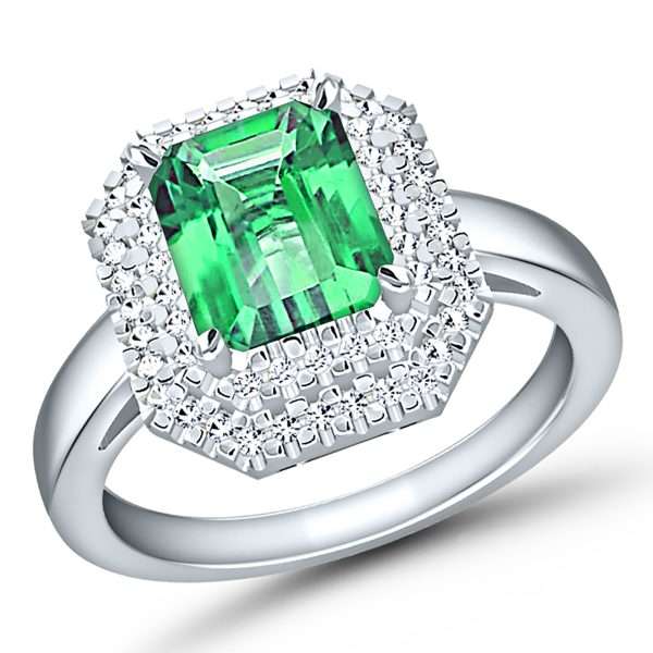 Glimmering Emerald Diamond Ring